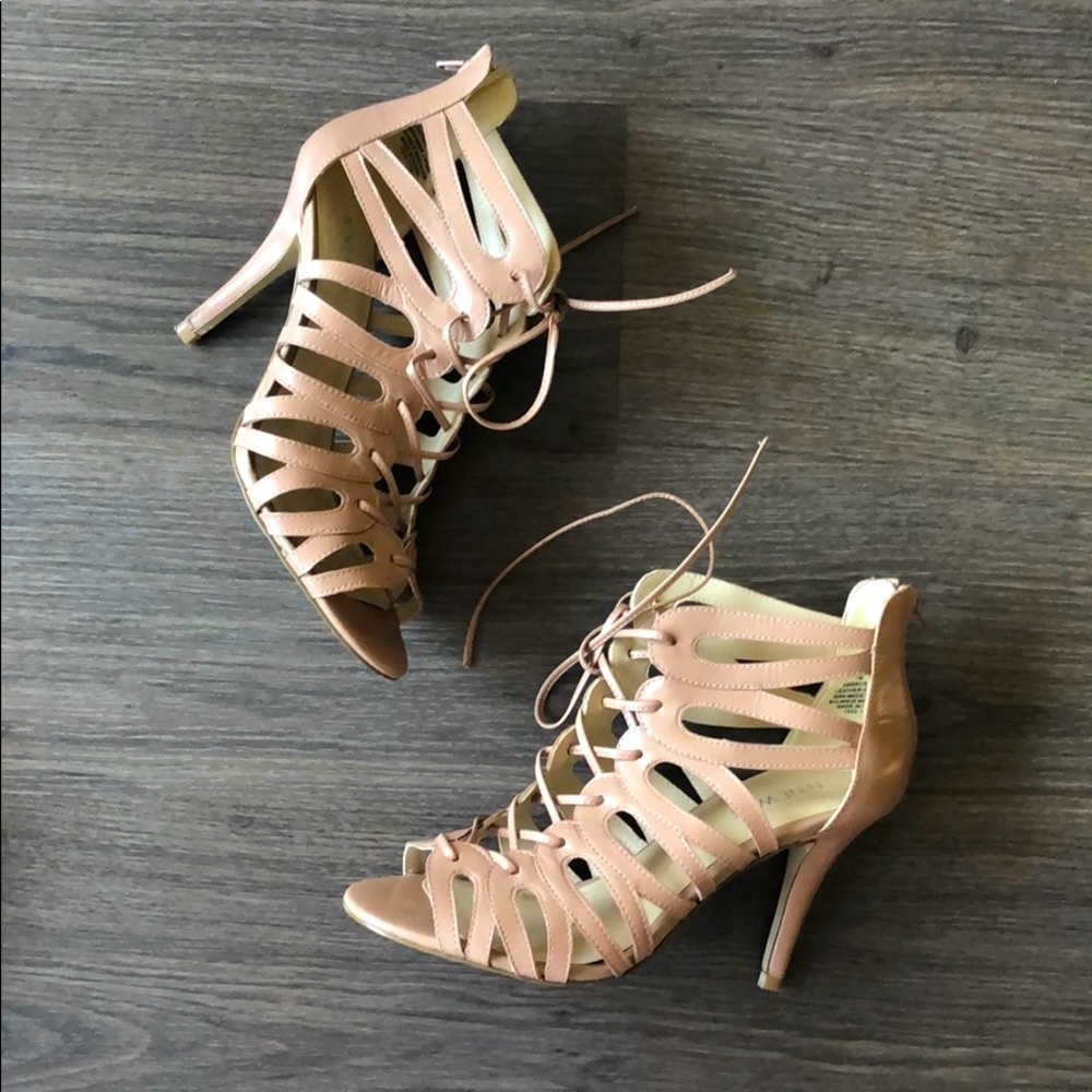 Zara blush leather strappy heels